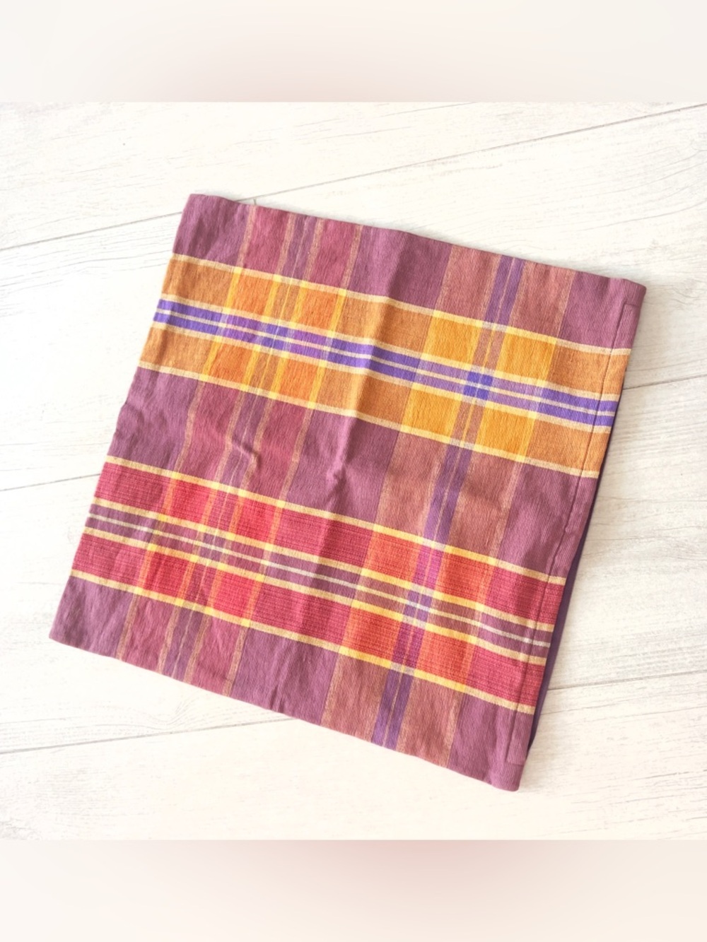Crate & Barrel Plaid Purple Pillow - 18” sq
